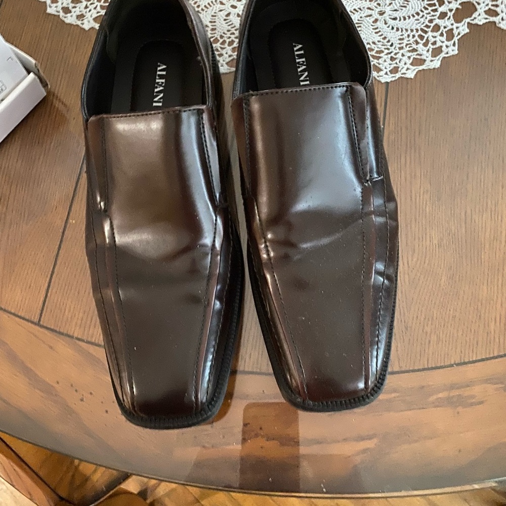 Alfani Dark Brown Leather Slip-On Loafers